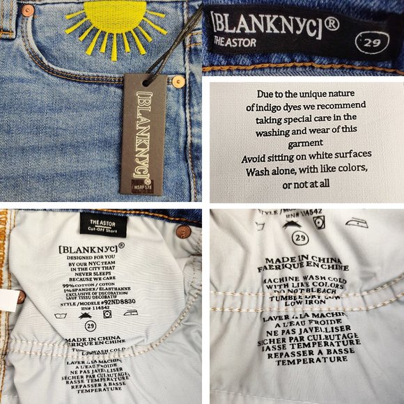 NEW BLANK NYC Cut-Off Denim Shorts Sun Rainbow - Picture 9 of 13